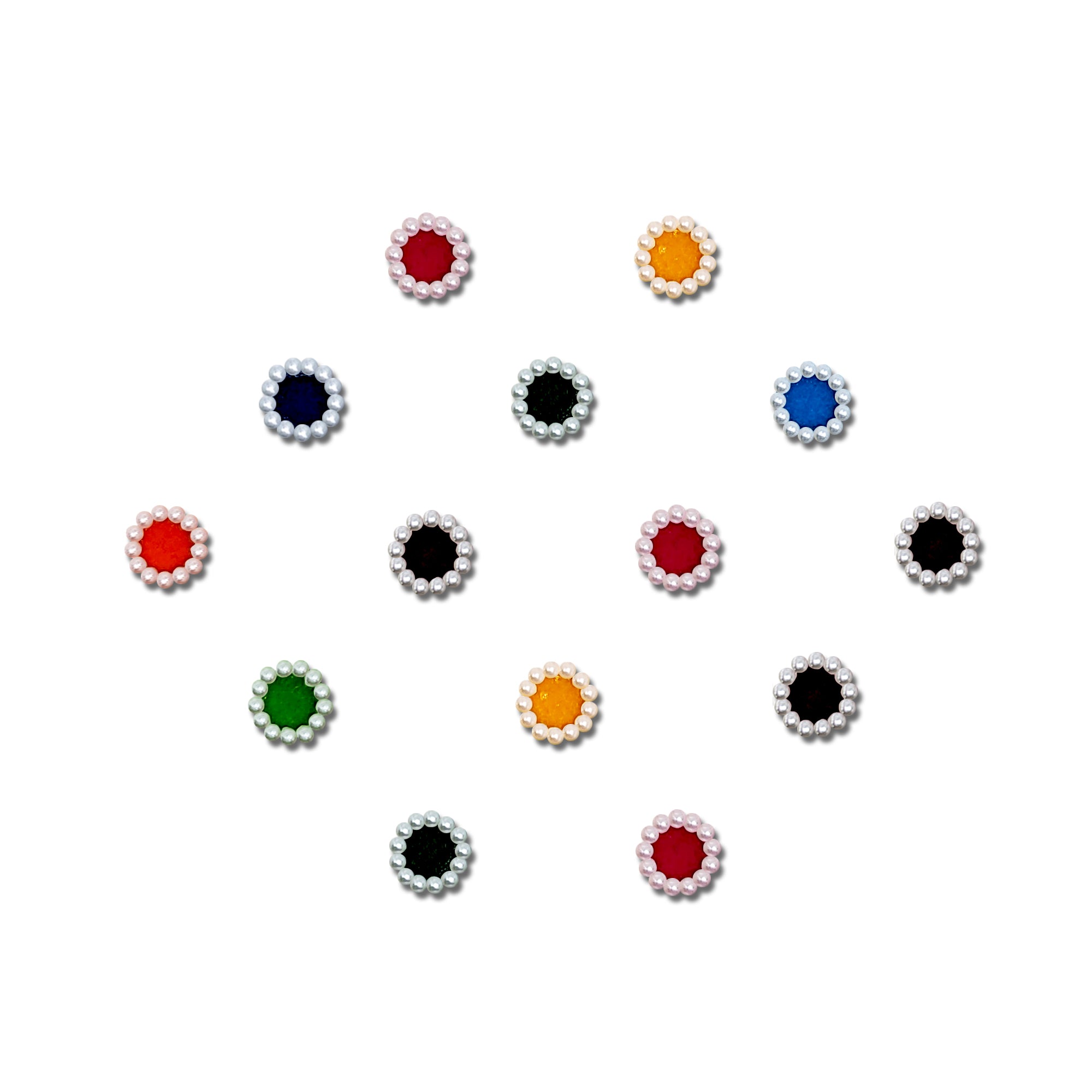 Comet Busters Multicolor Velvet Round Bindi With Pearl Border 5mm B 0352