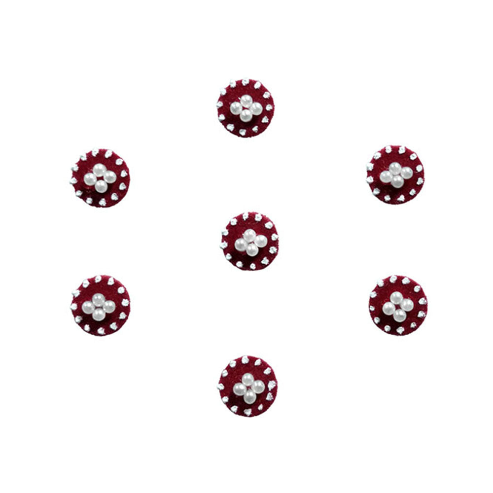 Comet Busters Beautiful Maroon Round Bindi With Pearl 7mmbin524 2474